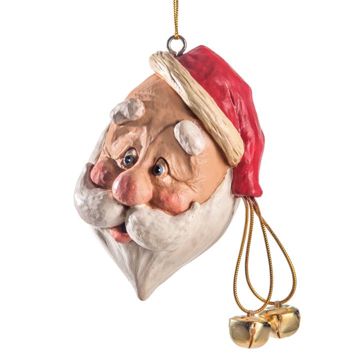 J Devlin Glass Art & Bert Anderson Collection - Wholesale Ornament - Santa Head Ornament With Cocked Hat Bert Anderson | BAC 021