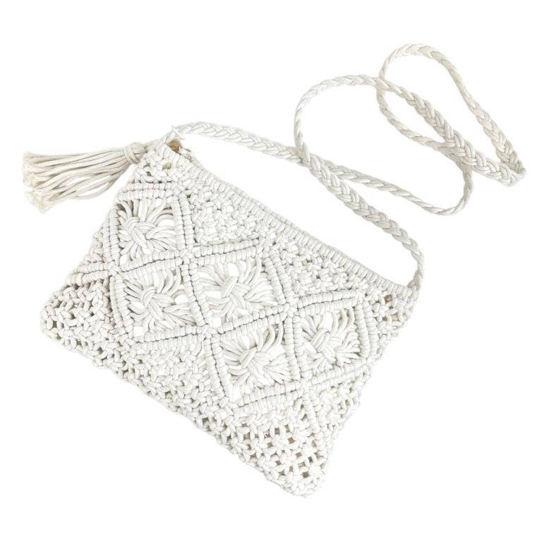 Chenson & Gorett - Wholesale Shoulder Bag - Women's - Women's Cotton and Crochet Crossbody Bag with Long Strap0