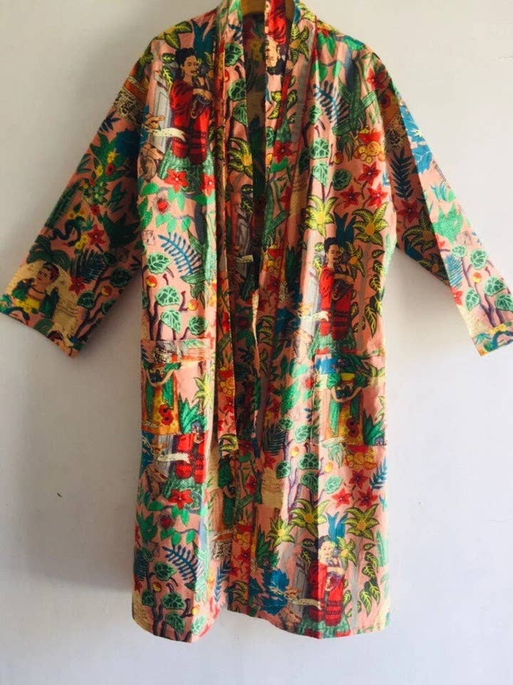 Frida Kahlo Kimono Indian Gown Dressing Gown Cotton Bathrobe for wholesale by GYPSY STUDIO