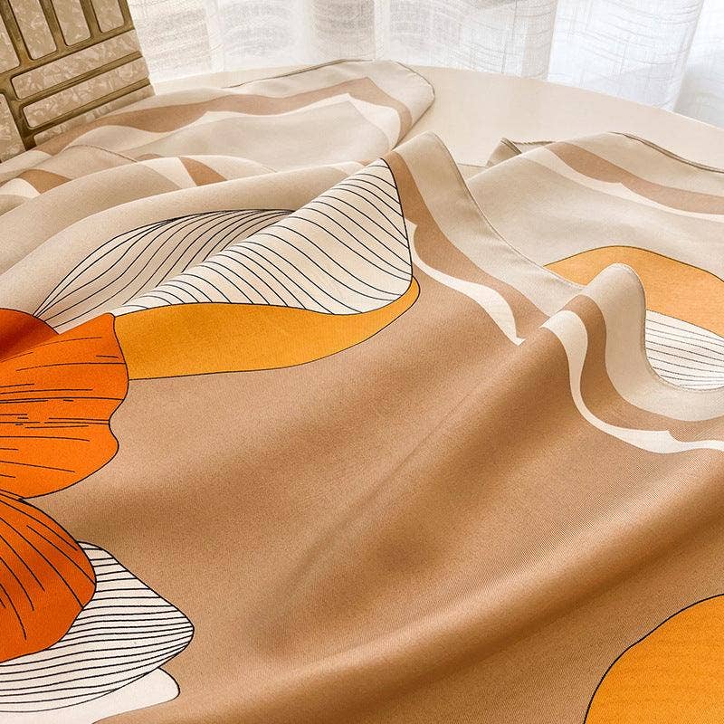 SueSilkHK - Wholesale Scarf - Women's - Yellow Flora Chic Large Satin Scarf | 90x90cm Bandana | Twill Satin Shawl | Perfect Gift for Her, Mother's Day10