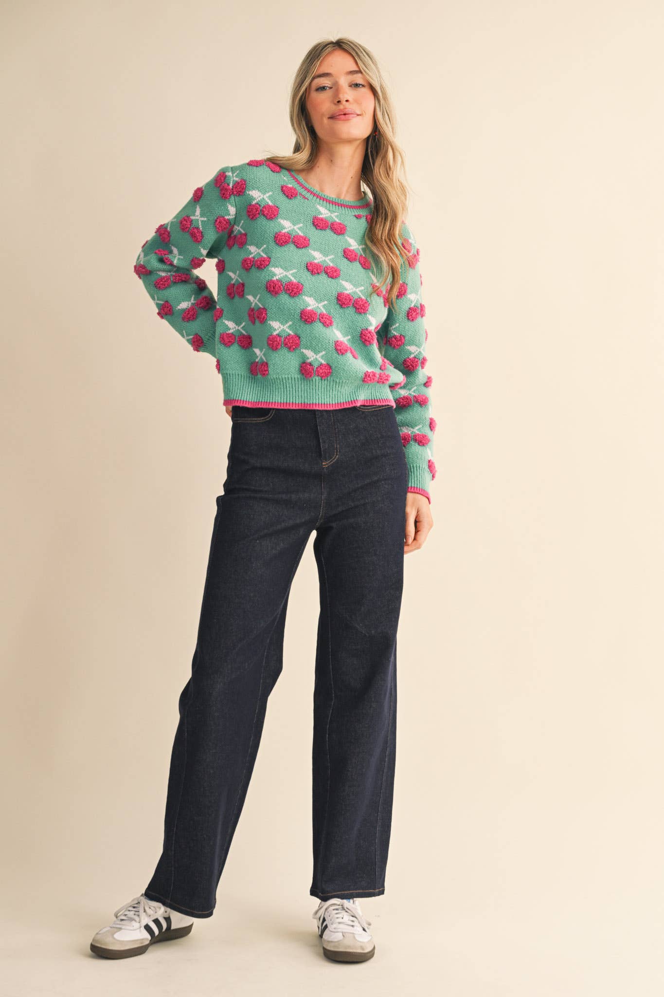 &MERCI - Wholesale Knit Sweater - Women's - FUZZY CHERRY SWEATER MSW111228