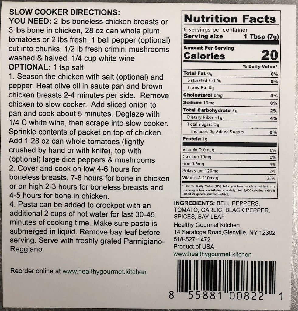 Healthy Gourmet Kitchen - Wholesale Dried Spice Mix - Chicken Cacciatore Dried Spice Mix1