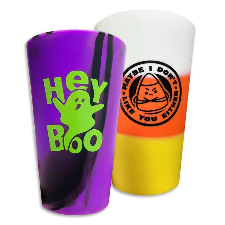 Novelty Closeout - Wholesale Drinking Glass/Cup - Halloween Silicone 16 oz Pint Cup Assortment - 6/Pack