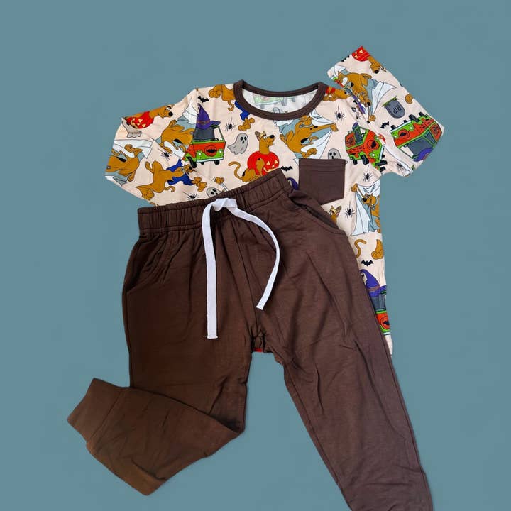 Halloween mystery dog bamboo 2 piece bamboo terry jogger set for wholesale by CEDDY & RIA