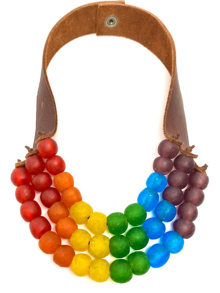 Krobo 3 plages • ROYGBIV pour la vente par Stephanie Leigh Jewelry