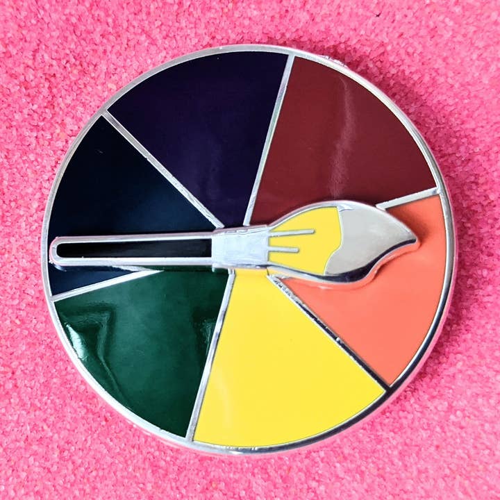 Badge à épinglette en émail dur Jewel Tone Paintbrush Decision Spinner pour la vente par SmallRiniLady