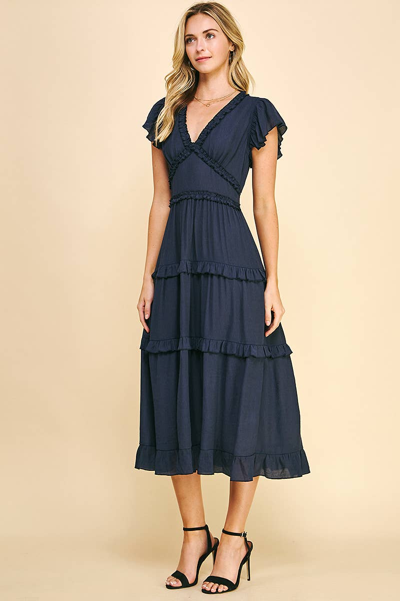 PINCH - Wholesale Dress - Women's - RUFFLED TEA LENGTH DRESS - 3597D39