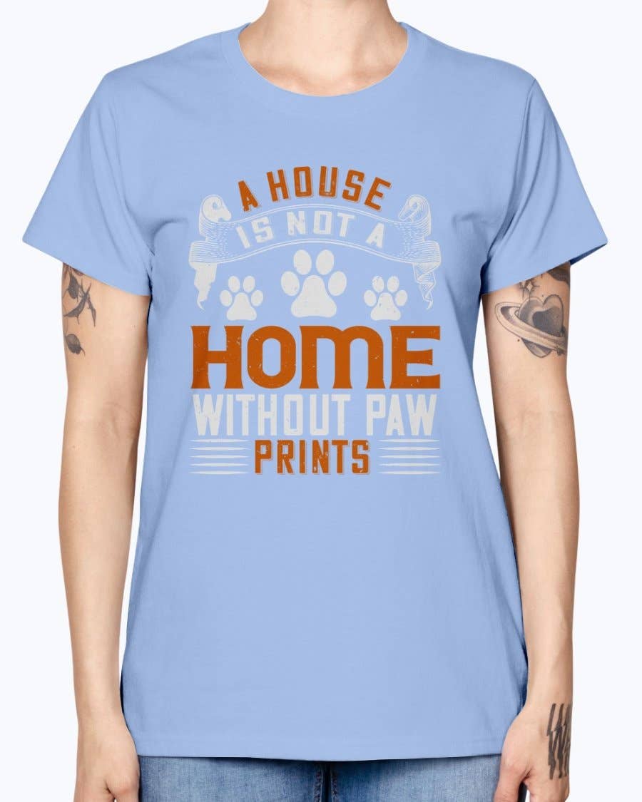 tshirt unlimited – Großhandel T-Shirt mit Siebdruck – Damen – Ein Haus ist kein Zuhause ohne Pfotenabdrücke - Hund- Missy T-Shirt8