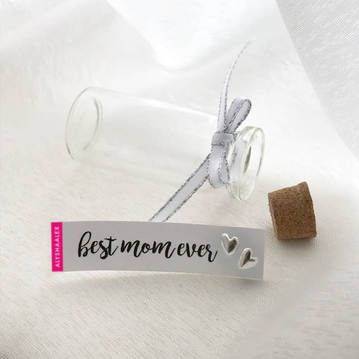 BEST MOM EVER - MESSAGE IN A BOTTLE STUDS for wholesale by ALYSHAALEX