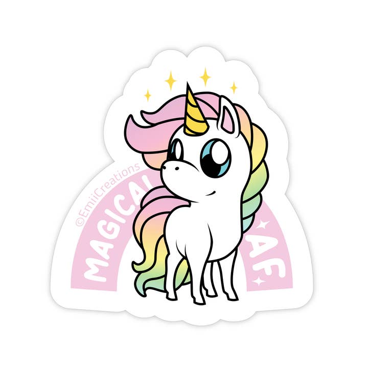 Emii Creations - Wholesale Sticker - Magical AF Unicorn Vinyl Sticker