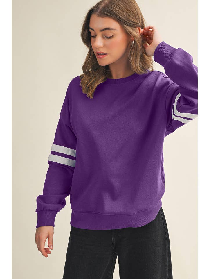 Aapparella - Wholesale Shirt - Women's - Striped Detail Drop Shoulder Oversized Sweatshirt | S-XL4