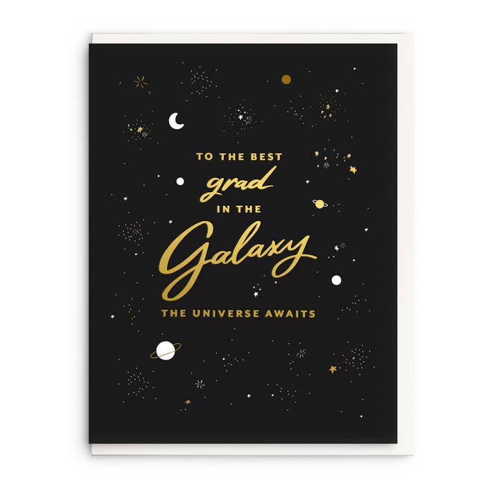 Galaxy Grad - Foil Graduation Card for wholesale by Dahlia Press