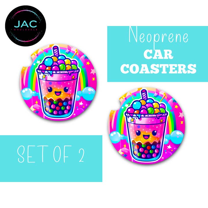 Coast Boba Tea Car Coasters for wholesale by JAC Wholesale