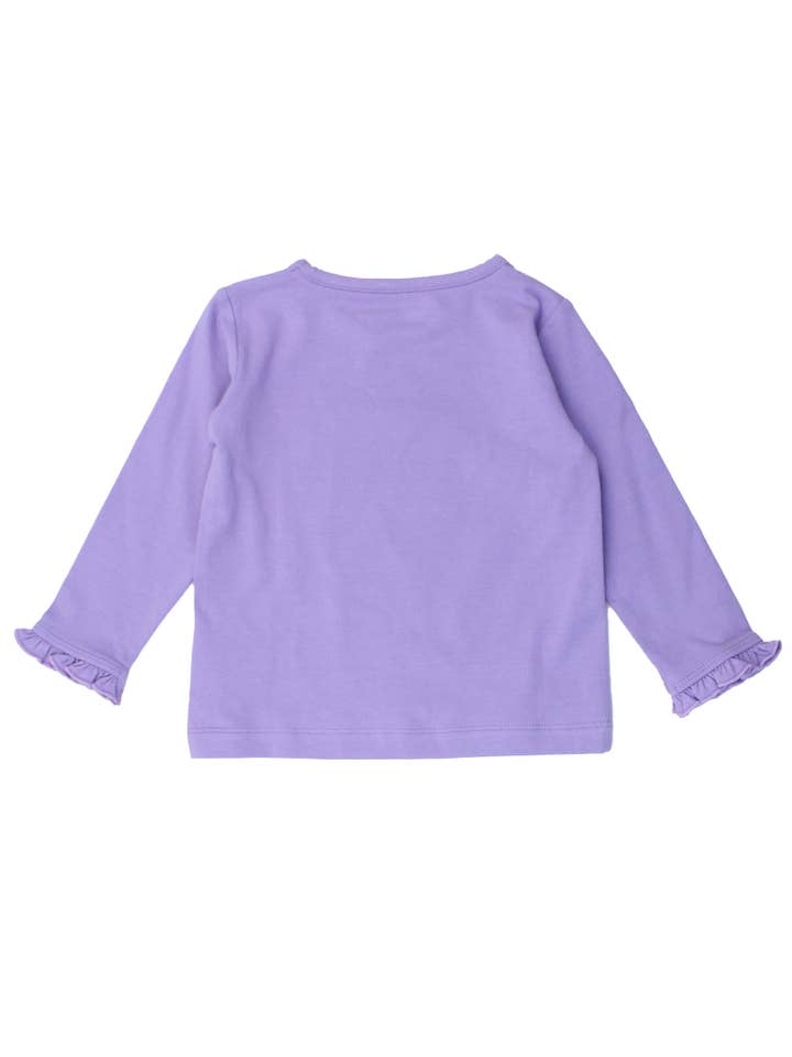 Girls Wisteria Purple Knit Long Sleeve Ruffle Sleeve Top for wholesale on Faire3