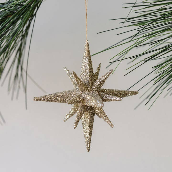 CG Hunter - Wholesale Ornament Set - 2.75" Gold Glitter Starburst Ornament - Set of 6
