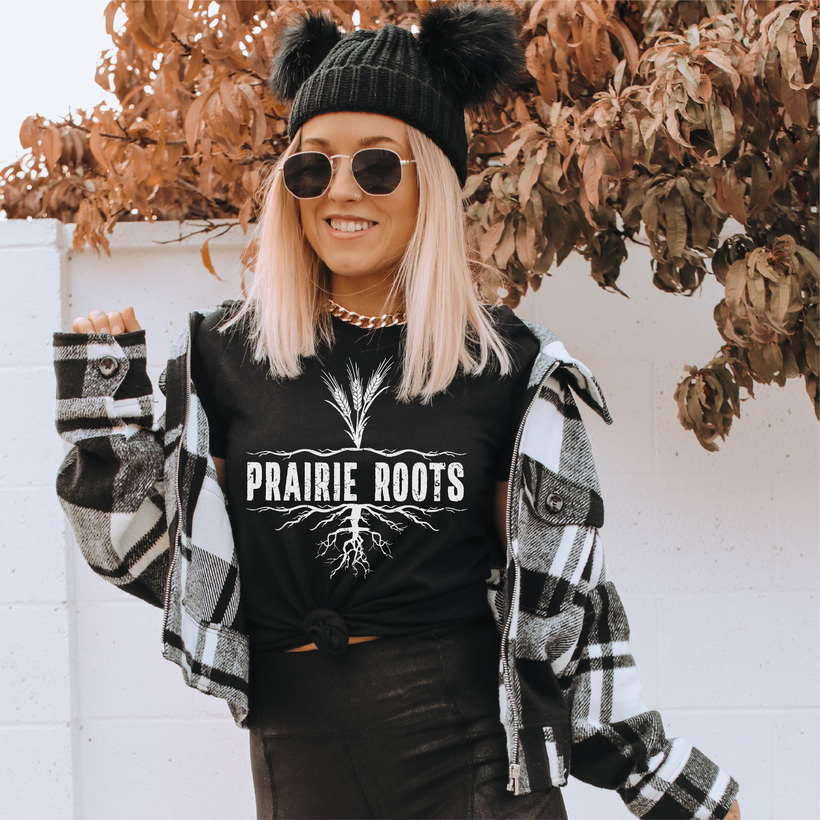 Black Prairie Roots Unisex T-shirt | Saskatchewan | Alberta for wholesale on Faire1