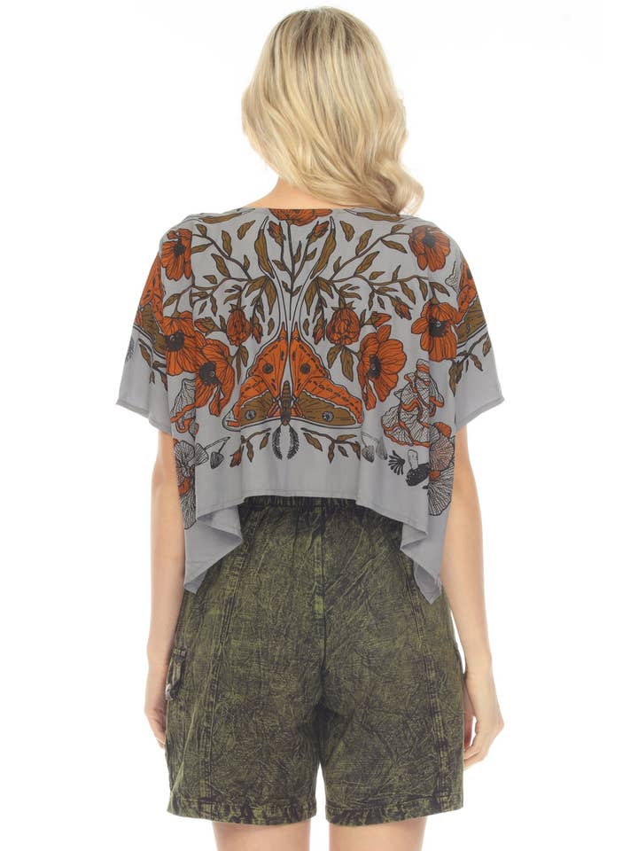 Lakhays Collection Inc. - Wholesale Blouse - Women's - Luna Moth Scarf Crop Top