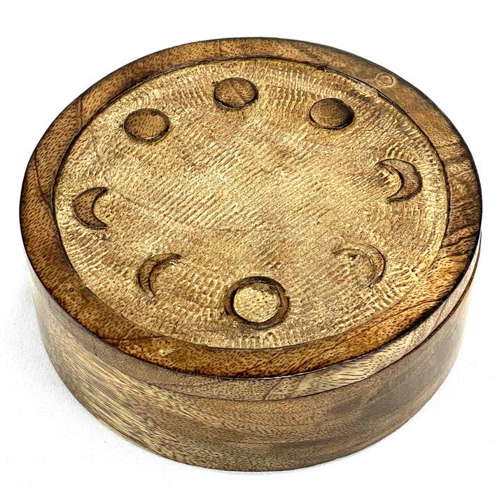 Mango Wood Swivel Box - Moon Phases for wholesale by Jafsons International