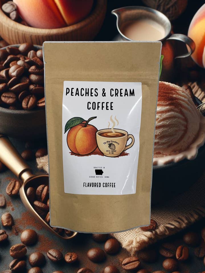Pêches et crème (café aromatisé) pour la vente par The Blue Strawberry Coffee Co