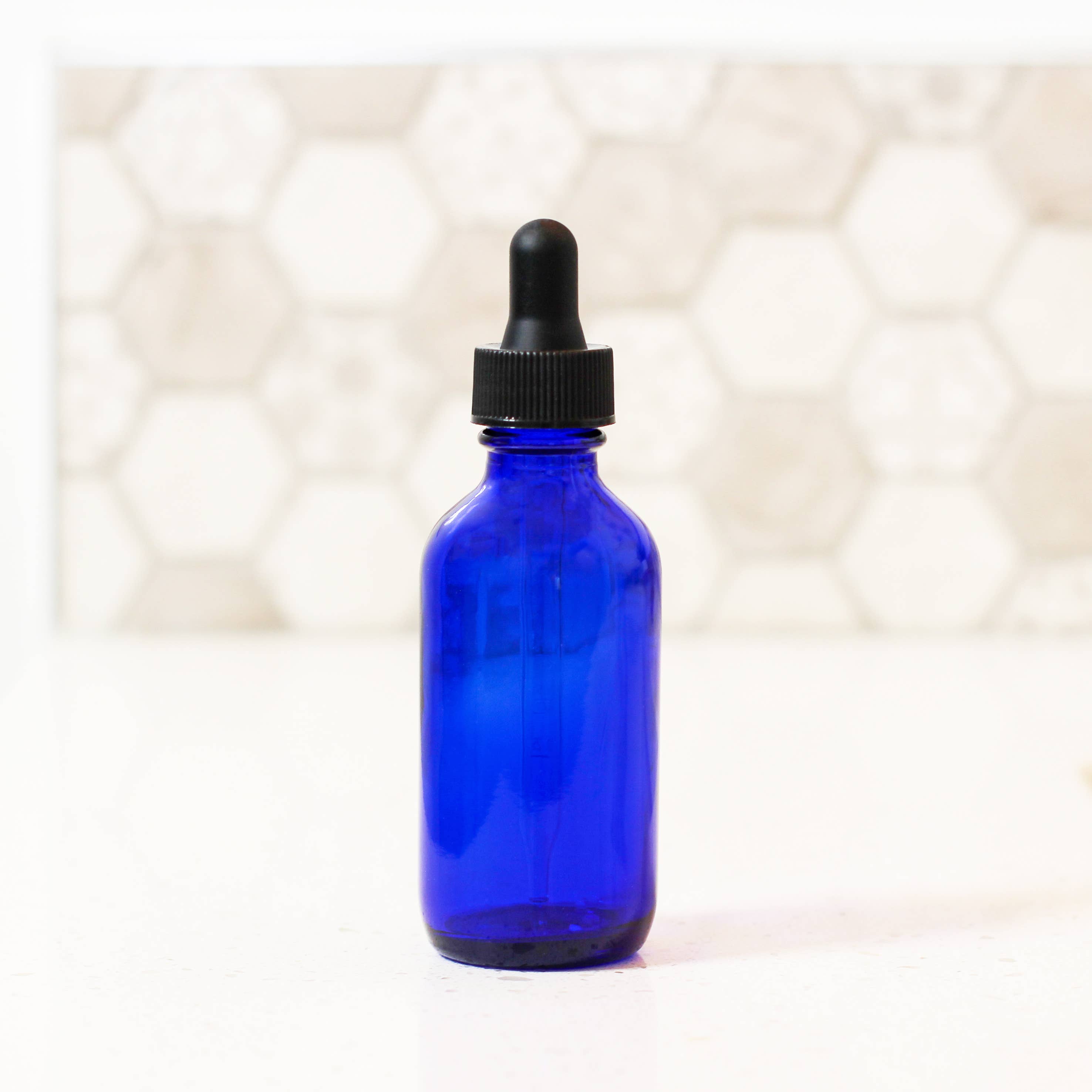 Matrix Aromatherapy - Wholesale Essential Oil Holder - 2oz Empty Blue Glass Dropper Bottle2