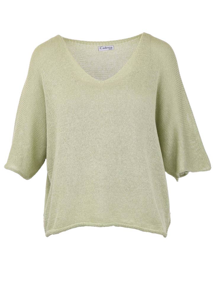 Cadenza Italy Ltd - Wholesale Knit Top - Women's - Cotton Blend V Neck Tunic Top