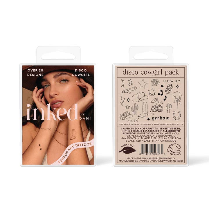 INKED by Dani - Wholesale Temporary Tattoo - Disco Cowgirl Temporary Tattoo Pack0