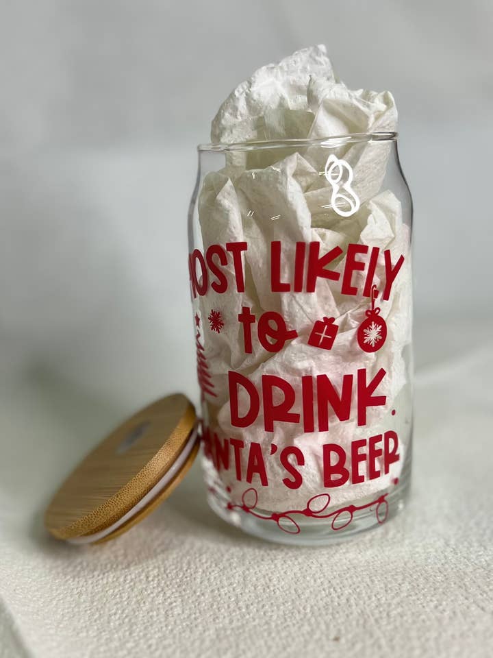 Drink Santas Beer Glass Tumbler for wholesale by HooneyTunes Unlimited