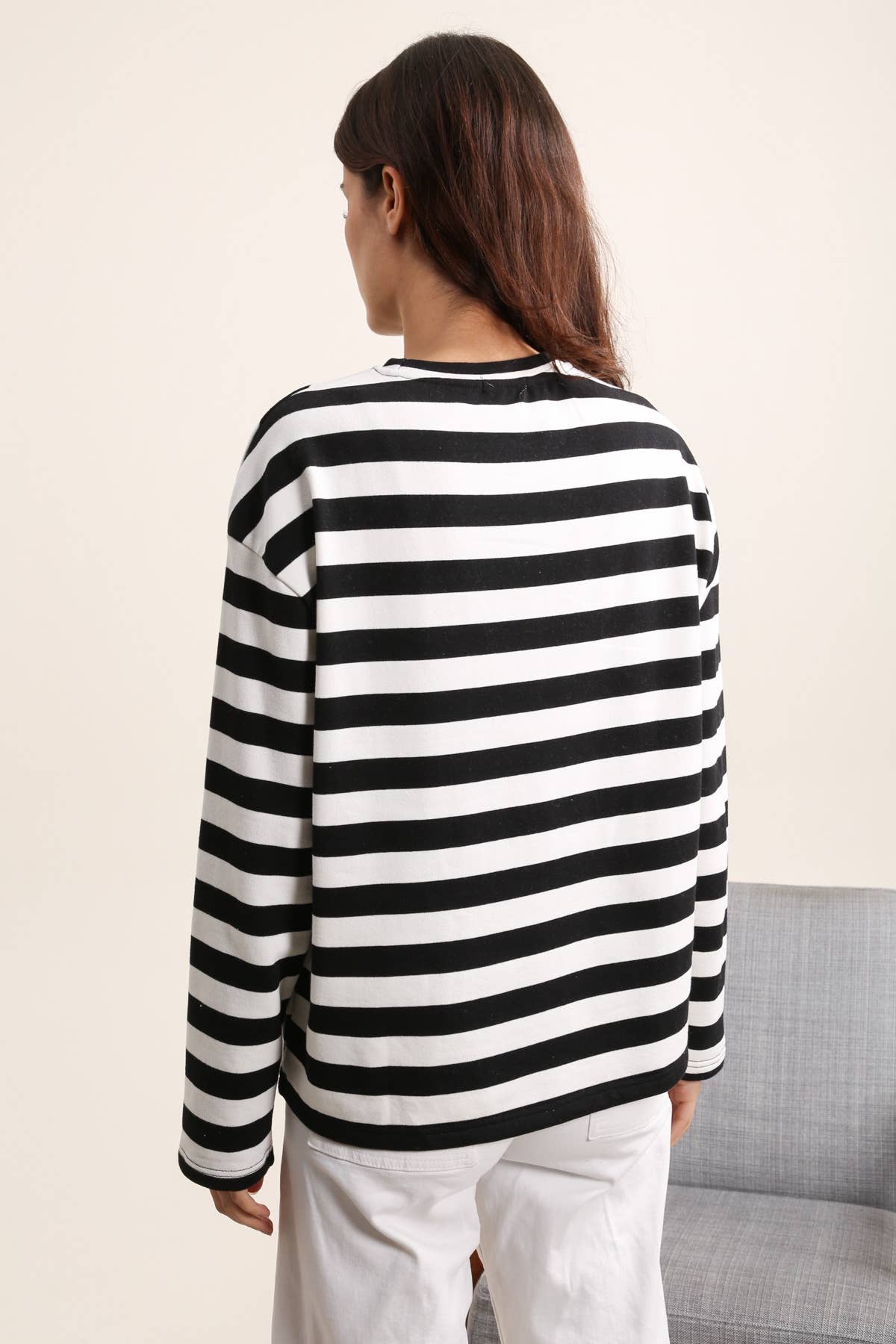 Black 31887 STRIPED SWEATSHIRT for wholesale on Faire4