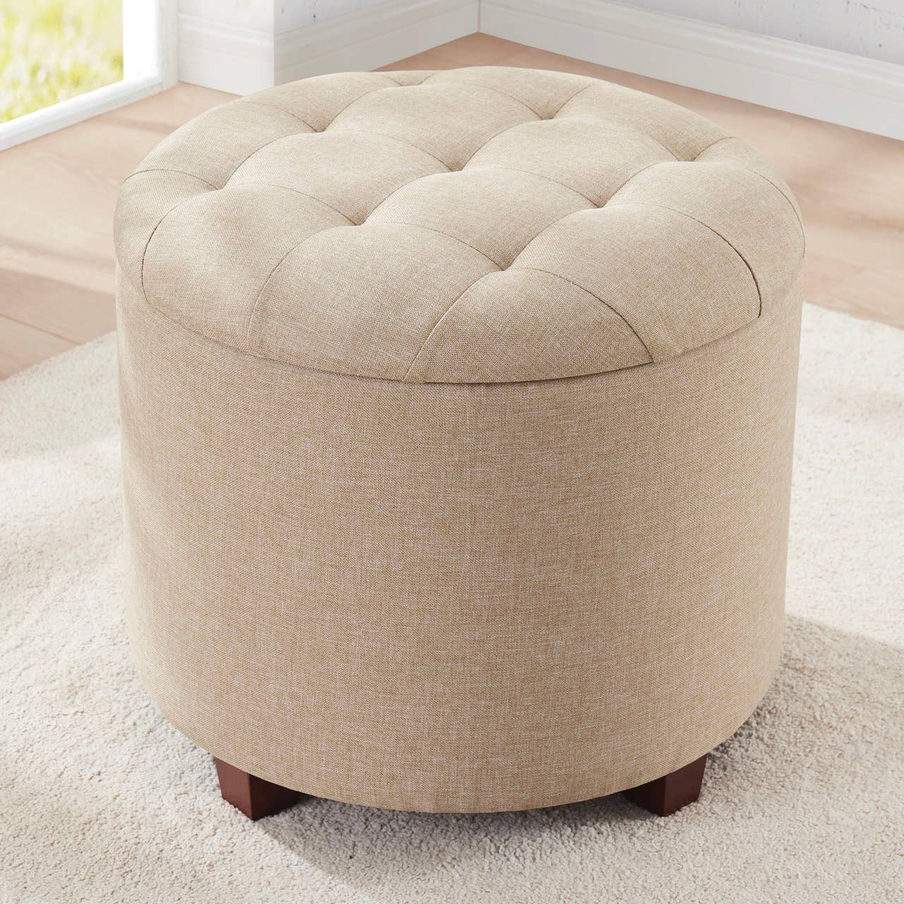 Ornavo Home - Vente Repose-pieds - Pouf coffre rond capitonné Donovan12