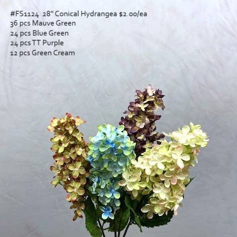 Cappel's Inc. - Wholesale Artificial flowers - Silk Single Conical Hydrangea - Mauve/Green0