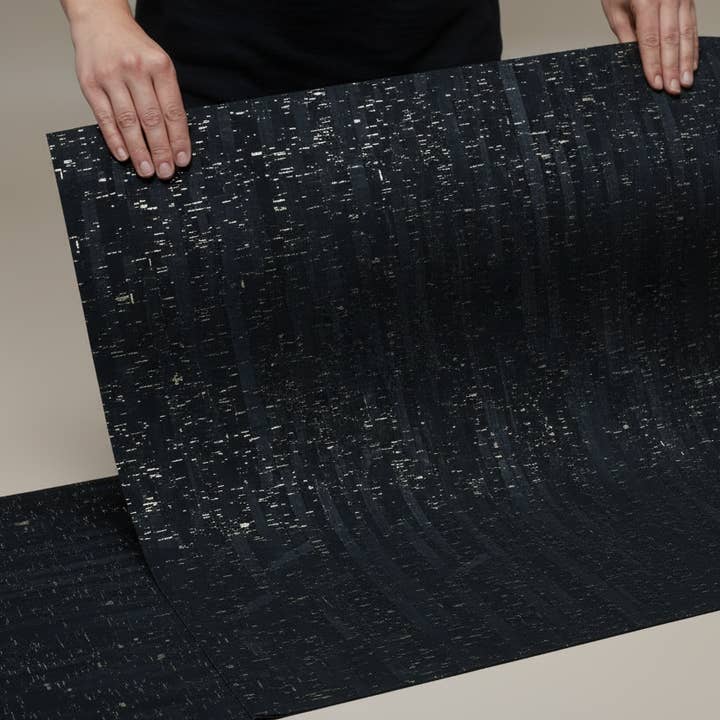 Black Cork Fabric with Gold Glitter 13x19in 33x48cm for wholesale by Craft House PT