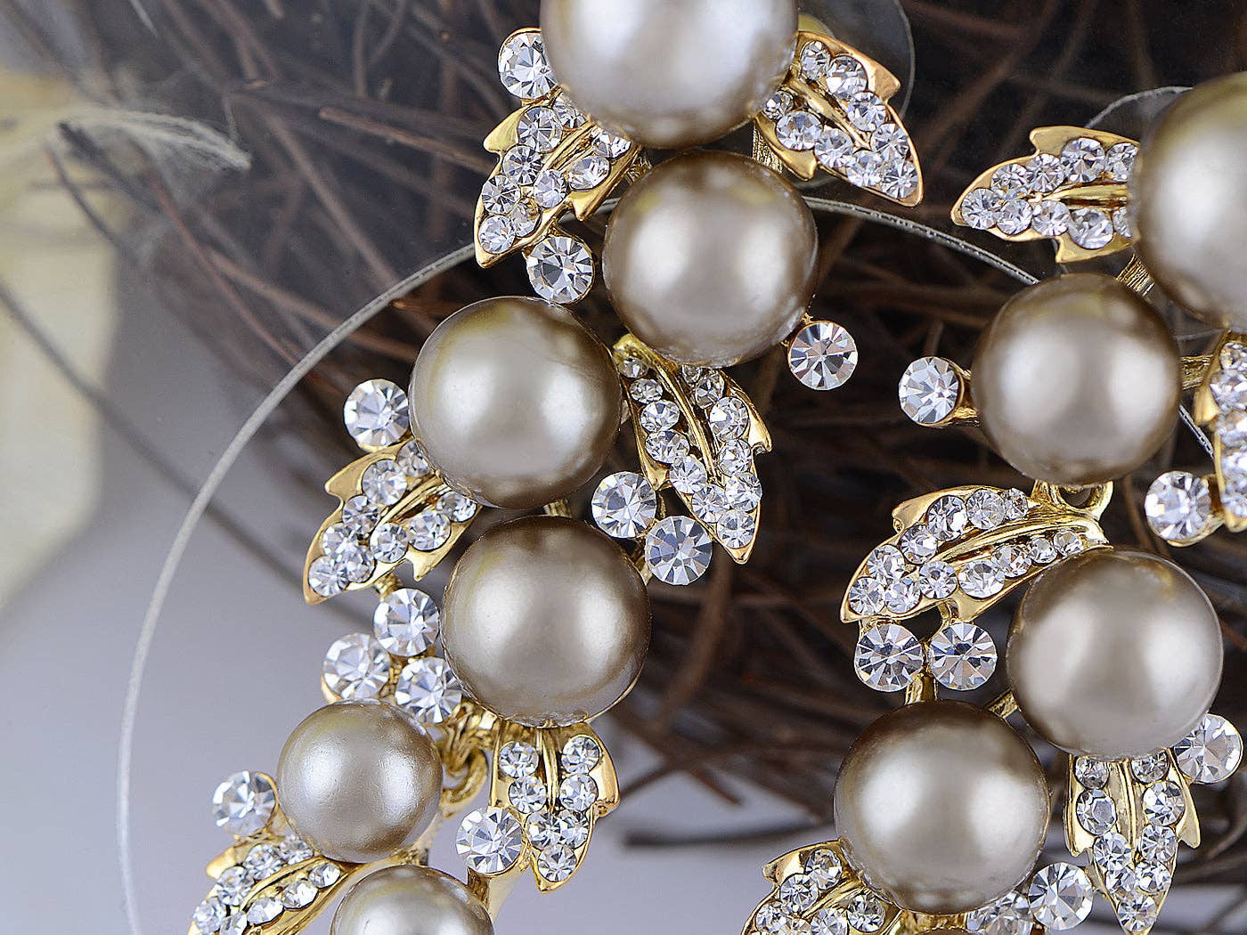 AK Brand - Wholesale Dangle Earrings - Swarovski Crystal Dangling Black Pearl Vine Earrings3