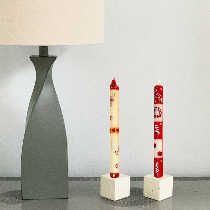 Global Crafts – wholesale Tapered candle/candlestick – Christmas Hand Painted Dinner Candles Set - Kimeta Design
