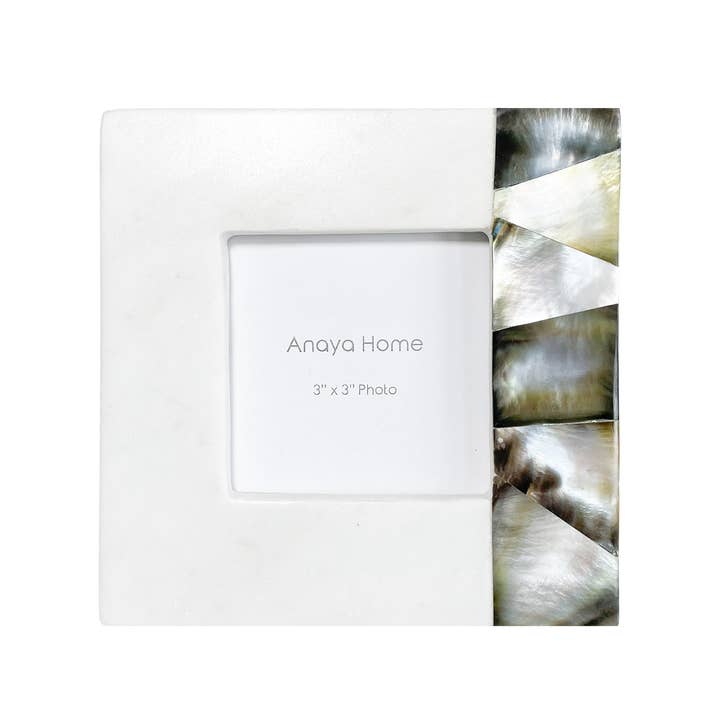 Anaya Home - Wholesale Picture Frame - Grey Mother of Pearl White Marble Picture Frames