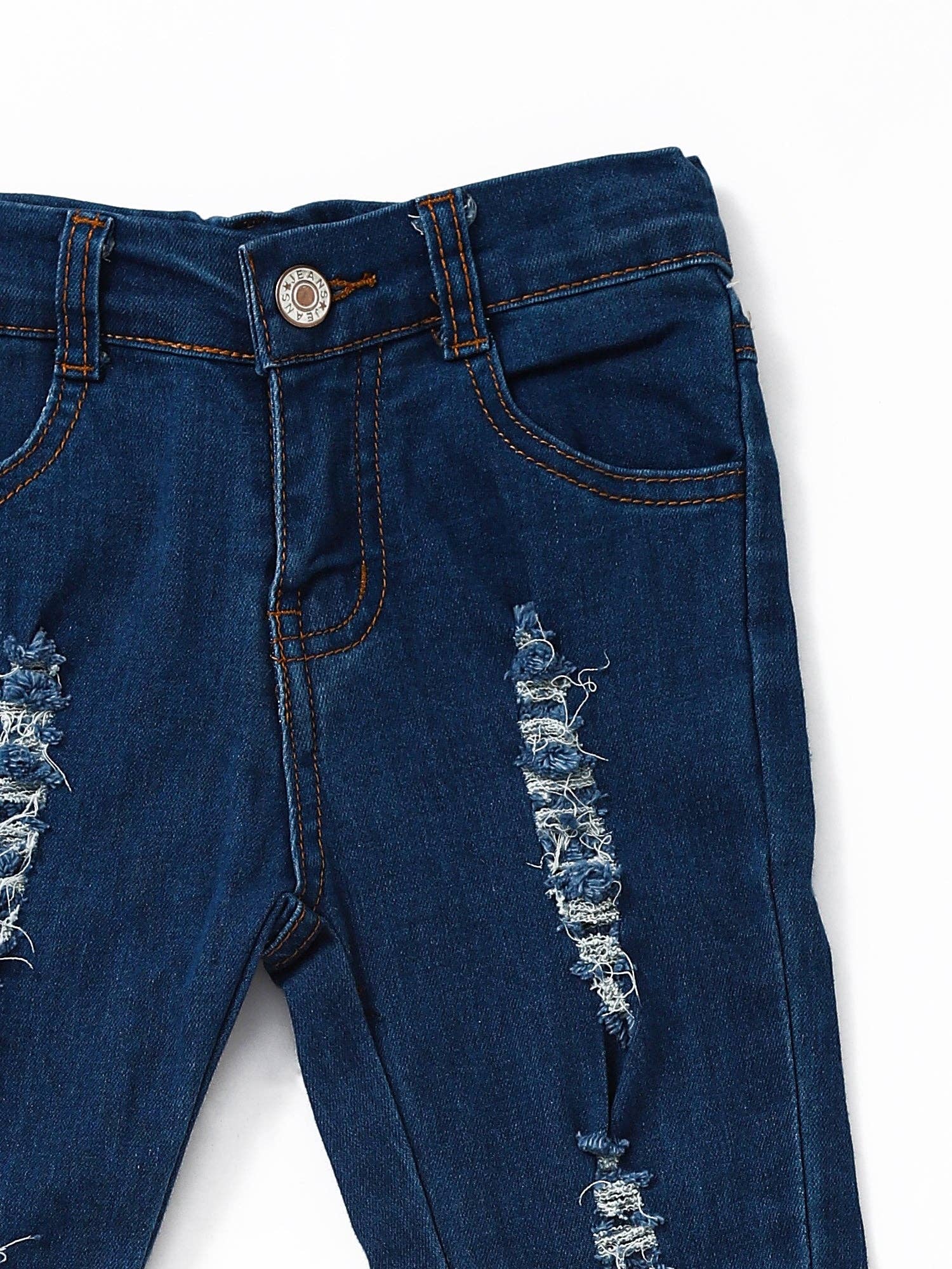 sassy kids palace - Wholesale Jeans - Kids - Blue Distressed Double Layer Girls Jeans1