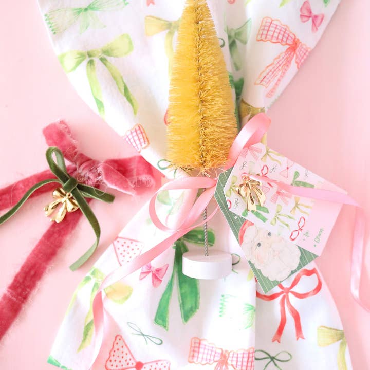 Stephanie Tara Stationery - Wholesale Tea towel - Coquette Christmas Bows cotton tea towel1