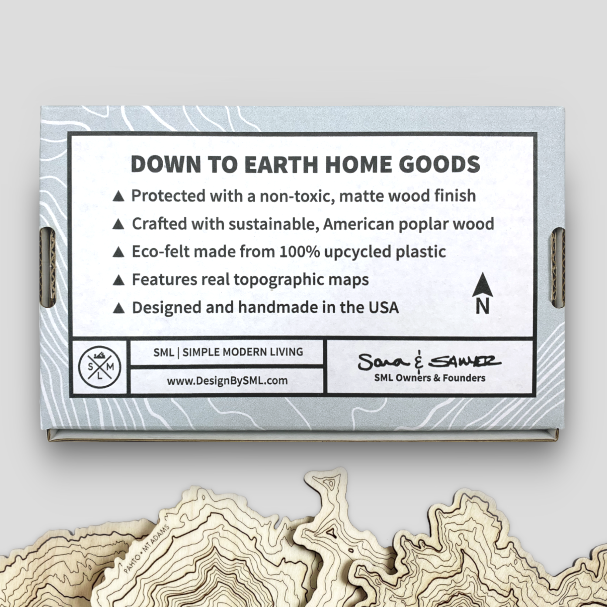 SML | Simple Modern Living - Wholesale Coasters - Washington Volcanoes Topography Coasters - Set of 41