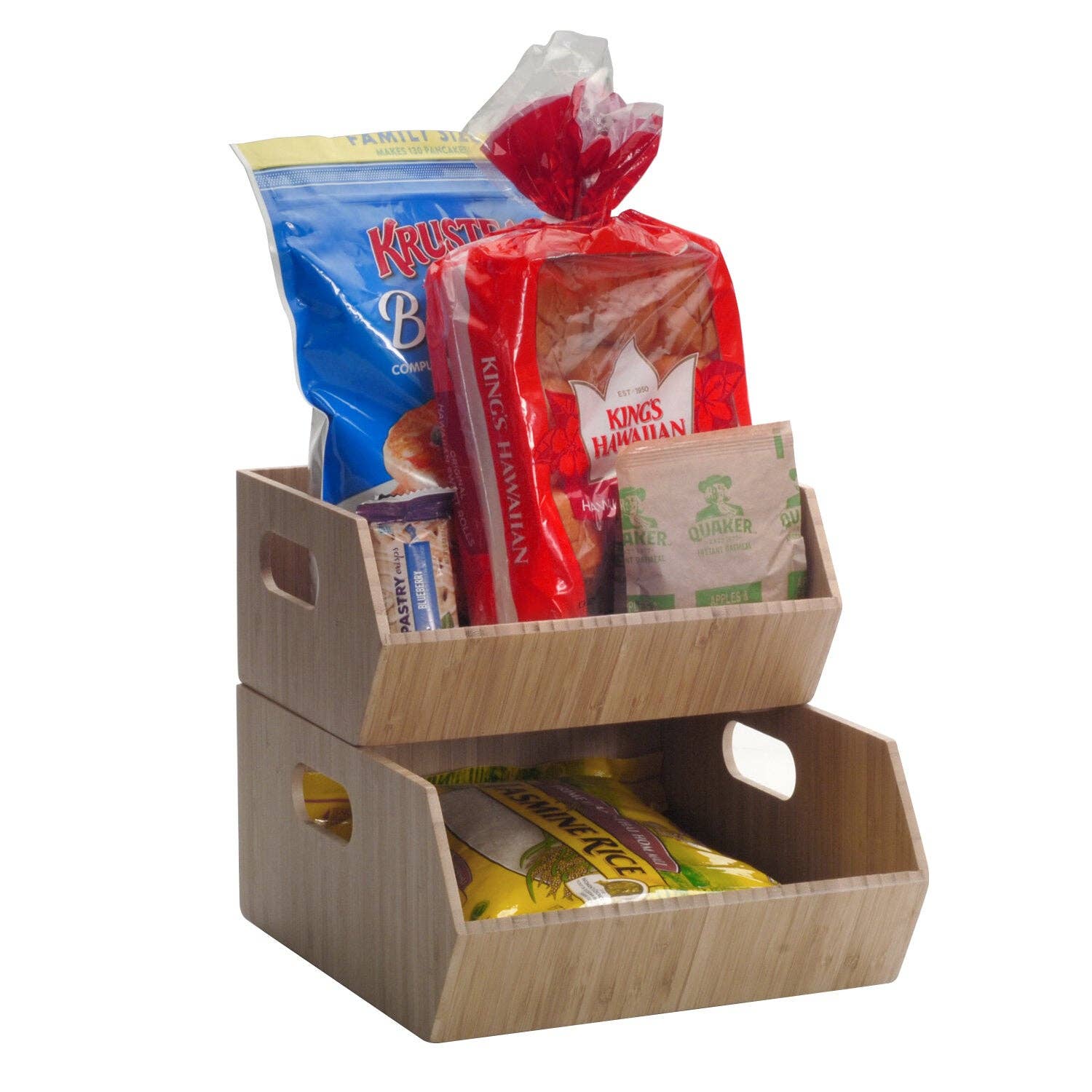 MobileVision - Wholesale Kitchen Storage/Organizer - Bamboo XL Storage Bins 2 PC Set4