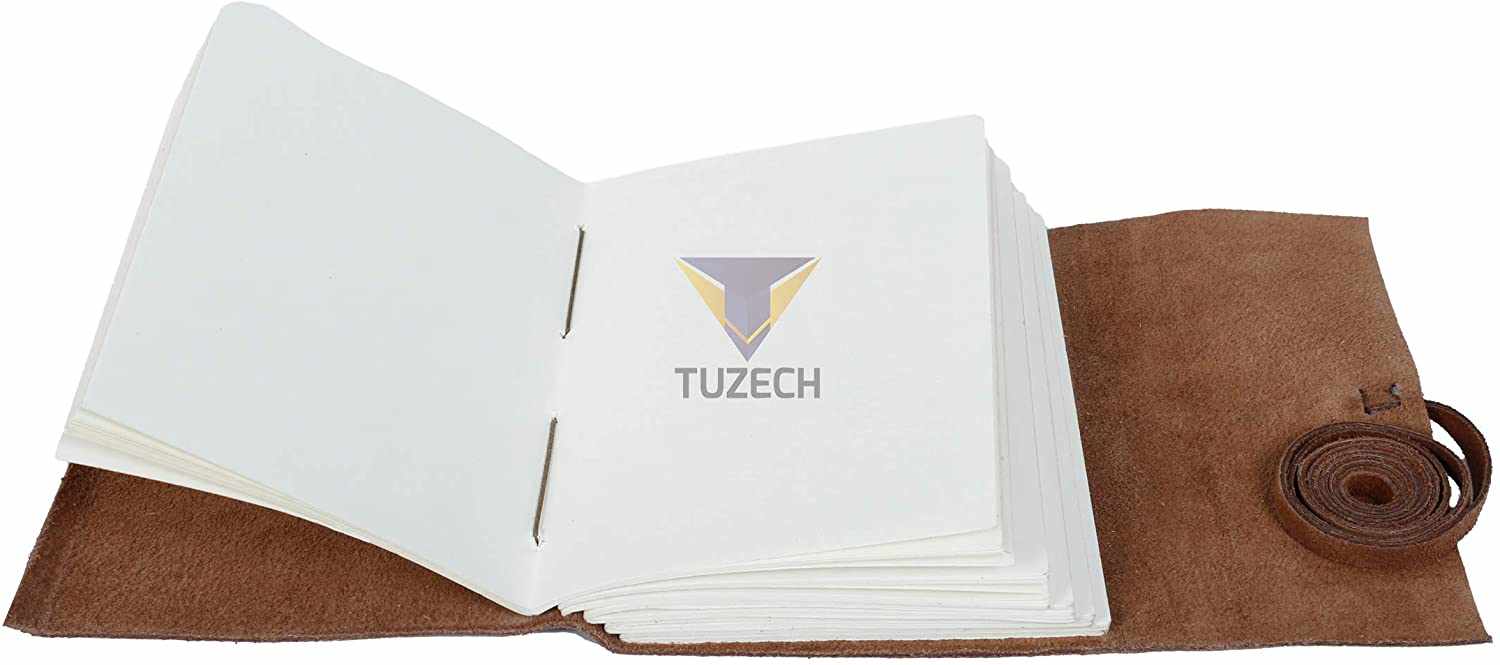 Tuzech Leather - Wholesale Journal/Diary - Tuzech Leather Journal Writing Notebook Antique Handmade Leather Bound Daily Notepad for Men/Women Unlined Paper for Art Sketchbook Travel Diary to Write in 7 Inches5