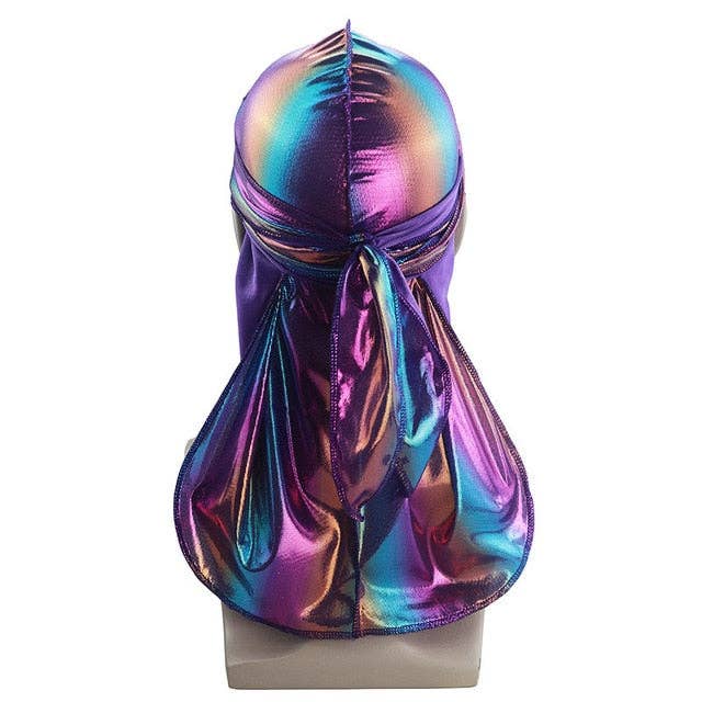 Multicolour #6 Shiny Silk Durag for wholesale by Taelor Boutique