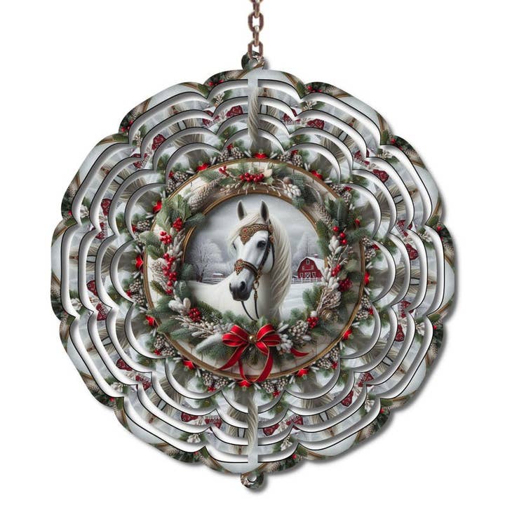 Weihnachtspferd-Windspiel, 10 Zoll Metall-Ferienhausdekoration, Freundschaftsgeschenk für den Großhandel von Uniquely Designed By Rebecca