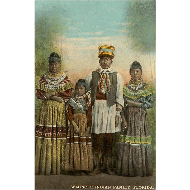 Postcard FL-738 Seminole Indian Family, Florida for wholesale by Found Image Press