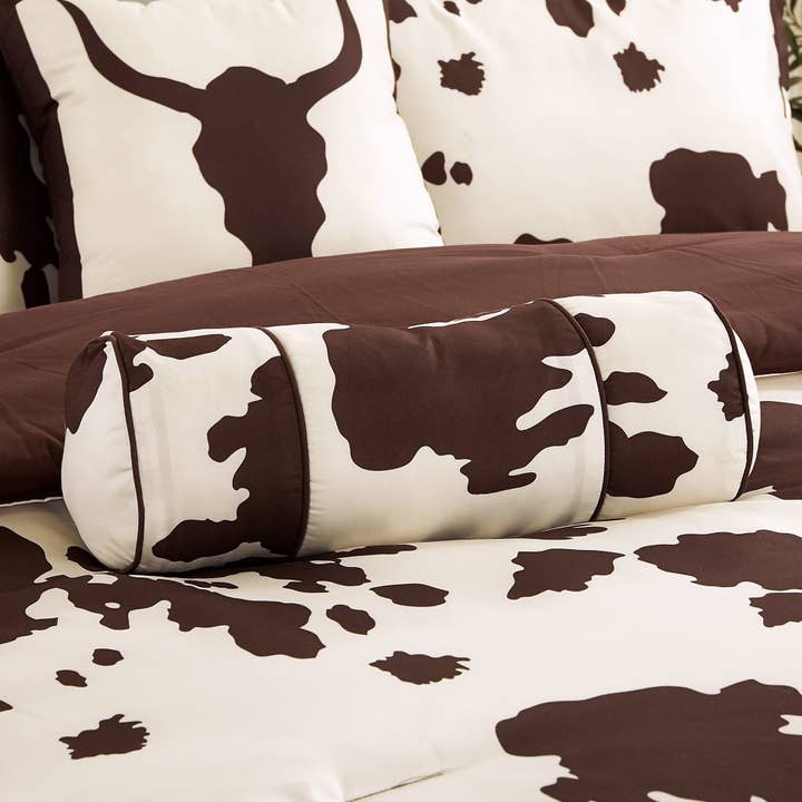 Linen Mart - Wholesale Bedding Set - Rustic Cowhide Brown Cow Skull Comforter Set - 6 Piece Set2