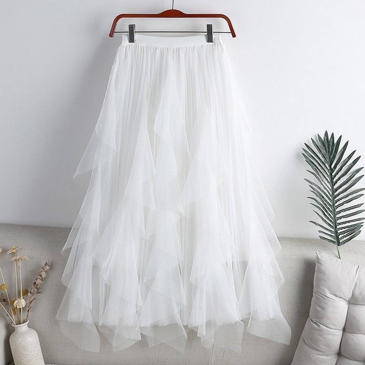 ACCITY - Wholesale Skirt - Women's - TULLE SKIRT MID-LENGTH HIGH WAIST PLEATED SKIRT_CWBLS03970