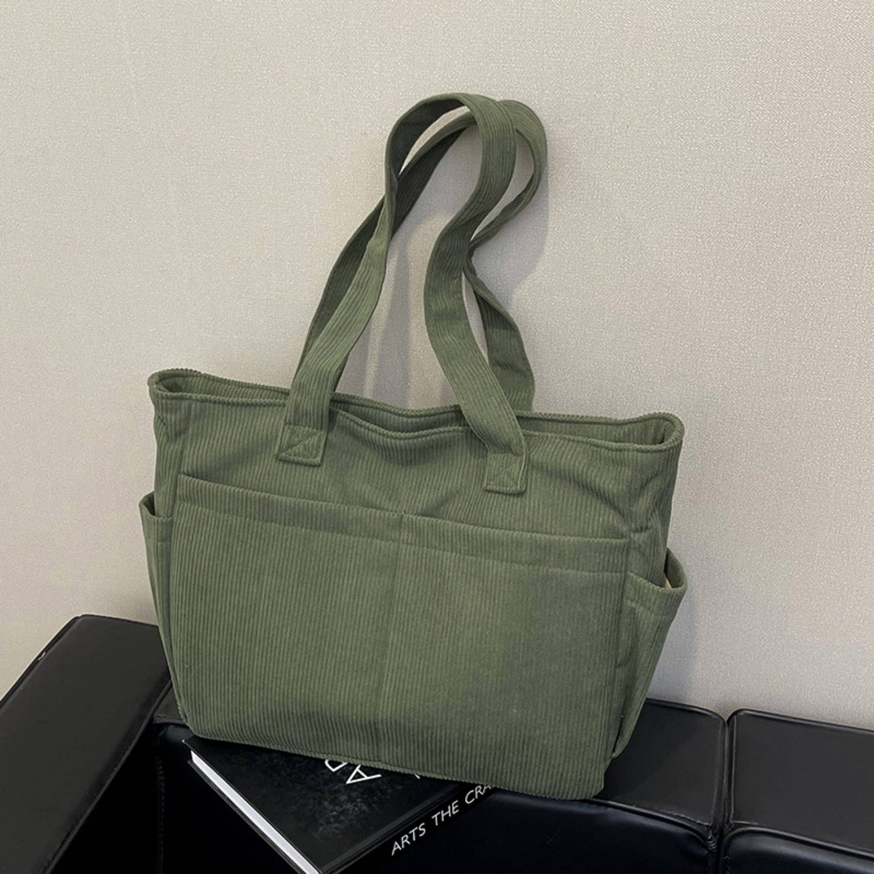 wandf - Wholesale Shoulder Bag - Women's - Casual Solid Color Corduroy Zippered Shoulder Bag Tote14