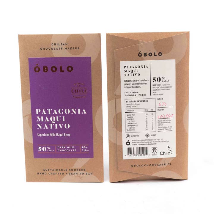 Obolo Patagonia Maqui Nativo 50% pour la vente par Yahara Chocolate