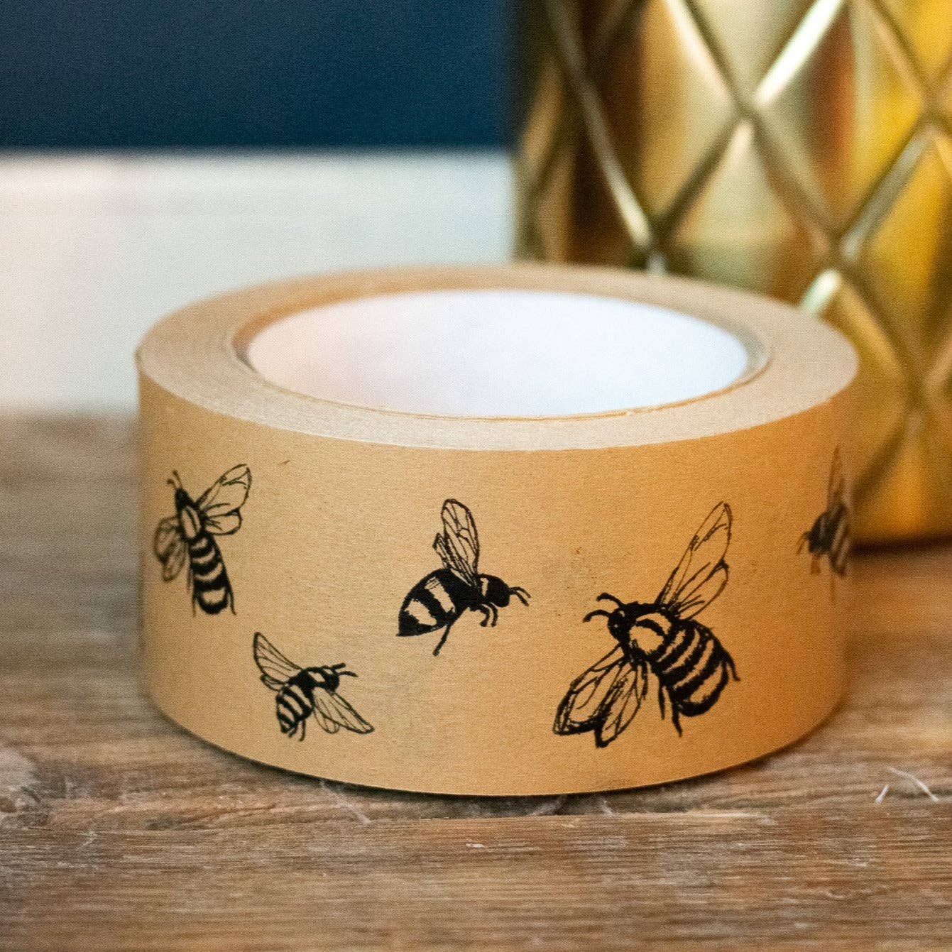 Helen Round - hand printed linen and bamboo wellness - Wholesale Tape - Packing Tape With Bee Design3
