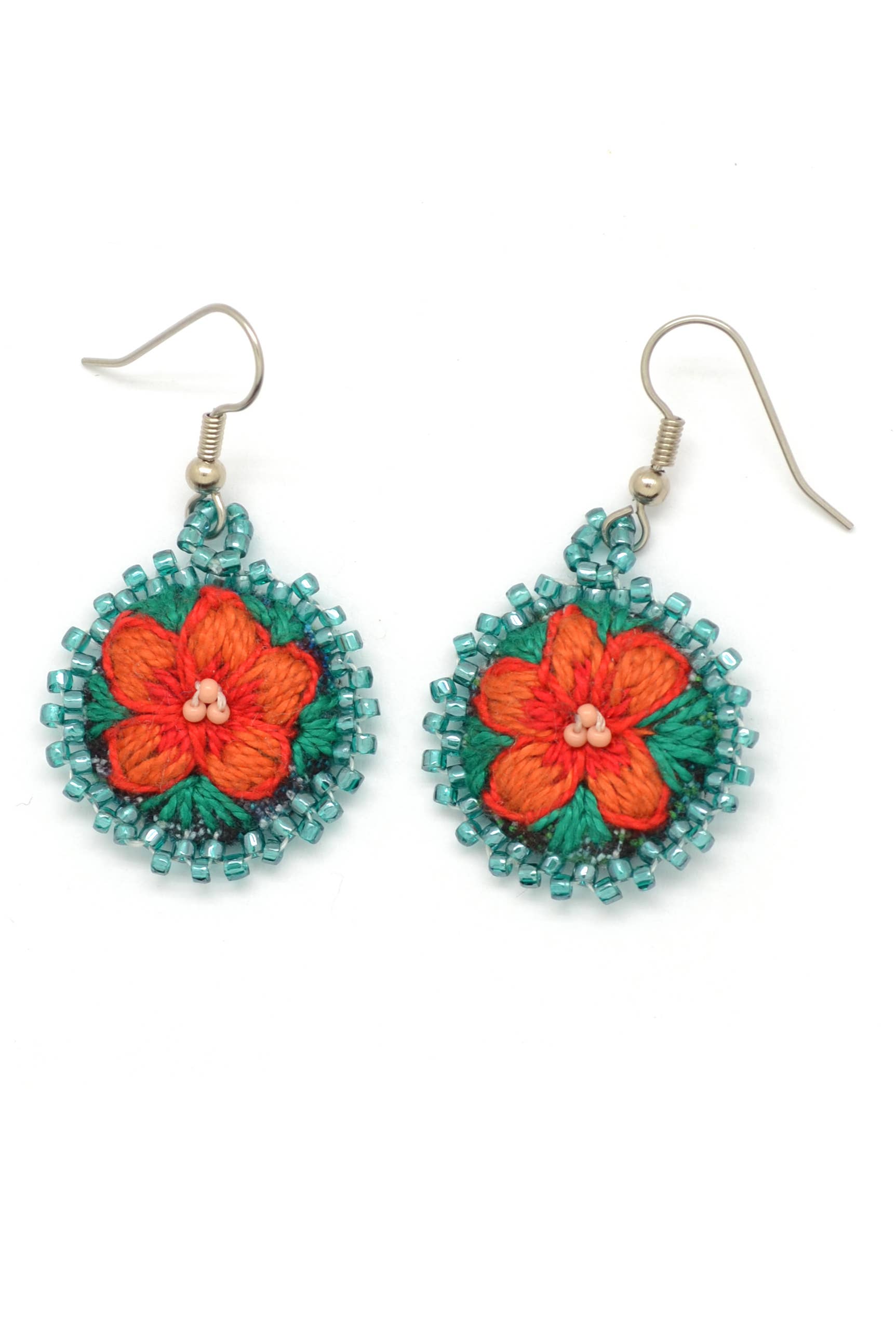 Dunitz & Company - Wholesale Dangle Earrings - Embroidered & Beaded Flower Earrings - Fair Trade Verified8
