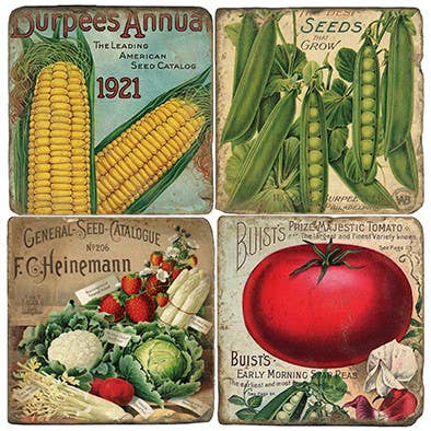 Garden Veggies - Tumbled Marble Coasters Set/4 for wholesale by Studio Vertu