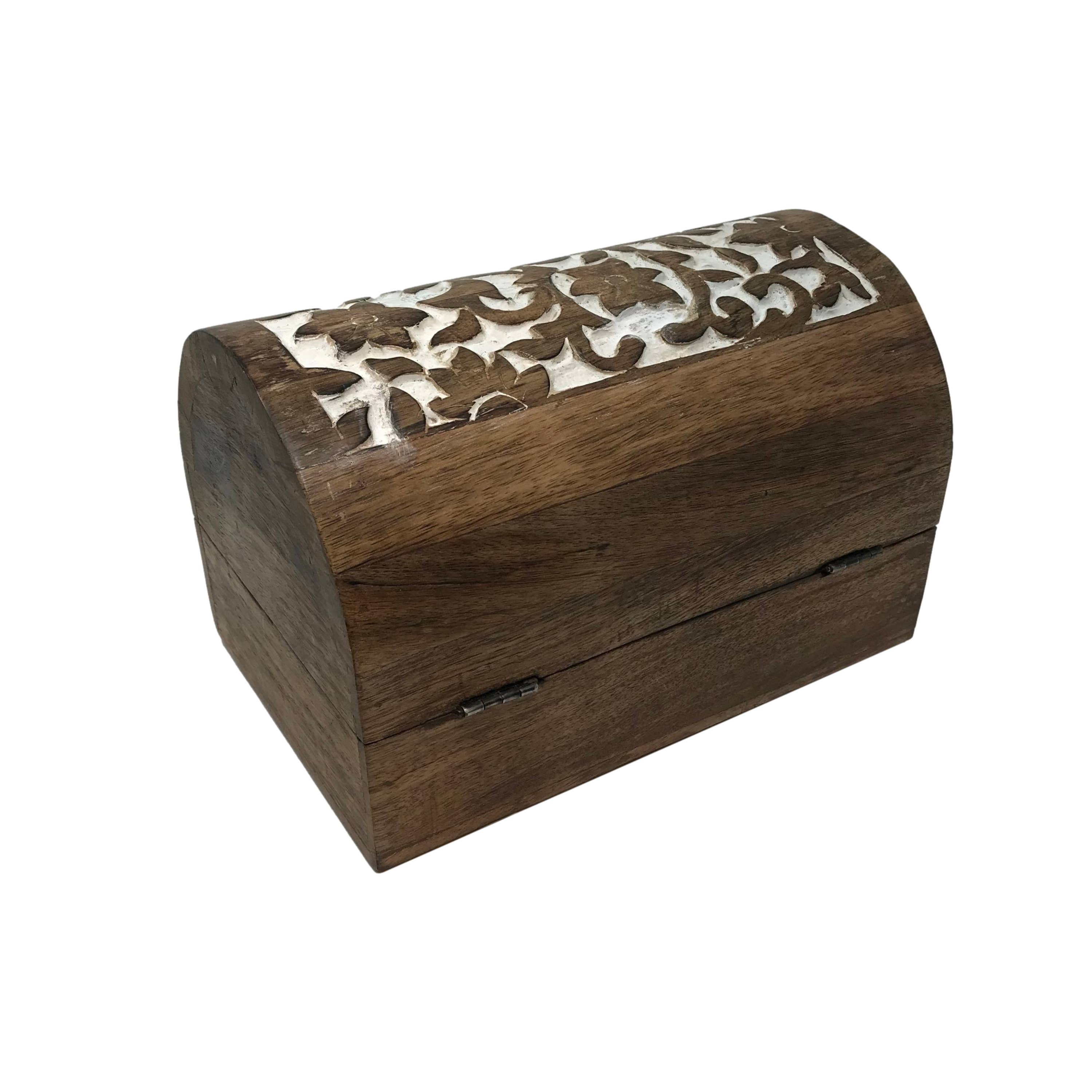 Wilco Home - Wholesale Decorative Box - Spring Carved Wood  "Flower Garden" Hinged Box Table Chest8